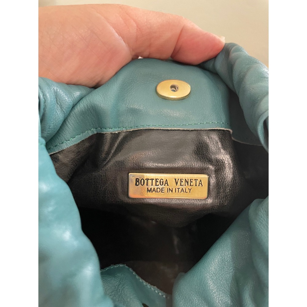 Bottega Veneta Teal Leather Drawstring Bucket Crossbody Bag Made in Italy - Picture 6 of 10